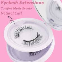 2对自然交叉短款磁性假睫毛，带佩戴器，可重复使用，防水，无需胶水 - 自然纖長款 - 查看 6