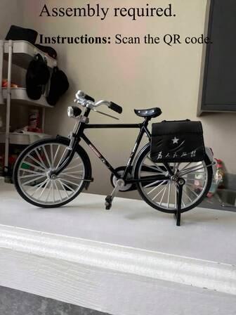 Bicicleta vintage clásica de bricolaje para decoración del hogar, combinación de miniatura con maleta, kit de manualidades hecho a mano, desmontado, modelo de bicicleta de aleación de metal y plástico en miniatura para exhibición, cosas en miniatura, de aleación de aluminio y plástico para coleccionistas y entusiastas, regalos ideales para maestros y regalos de Halloween, decoraciones navideñas, regalo de Navidad para mejores amigos (Nota: video de montaje a través del código QR).