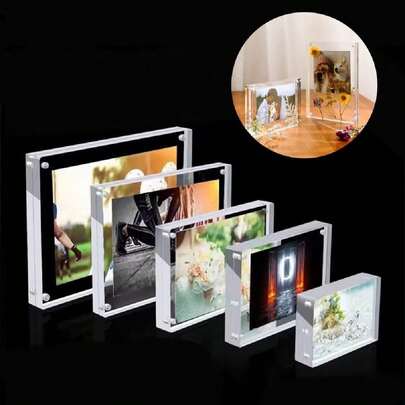 1 Pc Transparent Photo Frame Acrylic Magnetic Display Frame Poster Display Stand For Room Desk Home Decoration