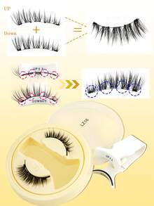 1 par de cílios postiços magnéticos reutilizáveis + 1 modelador de cílios, cílios postiços 3D de vison sintético com efeito gatinho, sem cola, para uso diário e profissional. - Cílios de gato - Ver 4
