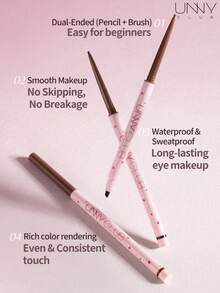unny club 2-In-1 Gel Eyeliner Pencil, Fine Tip, Smooth & Pigmented Color, Nourishing, Waterproof & Sweat-Resistant - R02 Brownie Brown - 查看 5