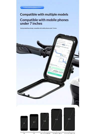 Universal PVC Motorcycle & Bicycle Phone Holder - Waterproof, Shockproof, 360° Swivel GPS Mount, Adjustable Navigation Bracket, Compatible With Various Phone Sizes, Rainproof Cycling Accessory