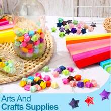 tiras de papel de origami para estrellas, tiras de papel de origami para estrellas de luz nocturna, manualidades de origami de estrella de la suerte, útiles escolares, cosas de la escuela, primer día de clases - Color Aleatorio - Ver 2