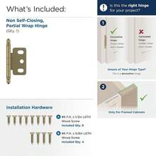 Amerock PK3180TBBBZ | Cabinet Hinge | 3/4 In. (19 Mm) Door Thickness | Full Inset | Partial Wrap | Ball Tip | Golden Champagne | Kitchen Cabinet Door  | Single Hinge | Functional Hardware,PartialWrap,GoldenChampagne - 金香檳 - 查看 4