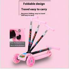 Patineta plegable y rueda LED - patineta plegable de 3 ruedas con Luz LED | patineta plegable de 3 ruedas con Luz LED para principiantes - adecuada para viajes, juegos al aire libre, viajes, camping - Negro - Ver 5