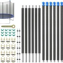 GCCSJ Trampoline Net Replacement,6-Piece Heavy Duty Universal Trampoline Straight Bar Replacement Set - Includes Foam Sleeves, Bar Caps, Clips & Hardware, Fits 8-16 Ft Trampoline Frames, Durable Trampoline Accessory Kit - Black - View 13