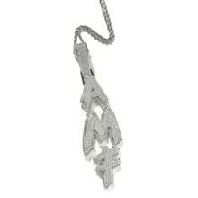 Customized Vertical Small Ice Sugar Letter Pendant Brass Cubic Zirconia Necklace, DIY Name Pendant, Hiphop Couple Everyday Wear, Comes With 1 Braided Chain - 豎排毛刺 - 查看 6