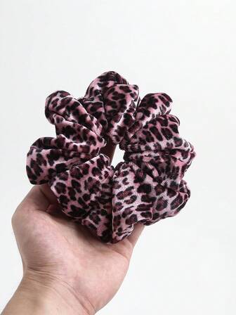 XXL sammet leopardmönstrad hårsnodd, mångsidig håraccessoar för kvinnor hårsnoddar, hårsnoddar