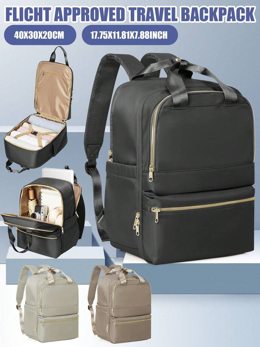 Large Capacity Travel Backpack Unisex, Lightweight Business Laptop Bag, Multi-Functional Multi-Compartment Student School Bag, Suitable For Middle And High School Students' Daily Use, Hand-Carry Backpack, Suitable For Outdoor Hiking And Camping Travel, Aviation Certified Portable Cabin Bag, Fashionable College Student Color Matching Backpack, Unisex Commute School Work Use, Shoulder Strap Backpack, Compliant With Flight Standards 40*20*30cm - Multicolor - View 1