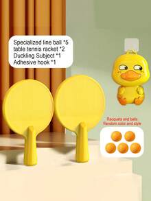 1 Set Children's Hanging Ping-Pong Training Device For 3+ Years Old Boys And Girls, Parent-Child Interactive Educational Toy, Indoor Hand-Eye Coordination Exercise, Christmas And New Year Gift. - Cartoon Little Yellow Duck (table Tennis Training Device) - View 5