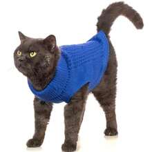 Suéter de cuello alto de punto, sin mangas, ropa de gato, ropa cálida de invierno, para gatos o perros pequeños en temporada fría (S, )(XS Azul) - Multicolor - Ver 4