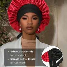Women's Solid-Color Silky Satin Bonnet With Adjustable Tie Closure - Comfortable And Casual Design For Home, Everyday Wear & Sleep - 1Pc-bonnet - View 2