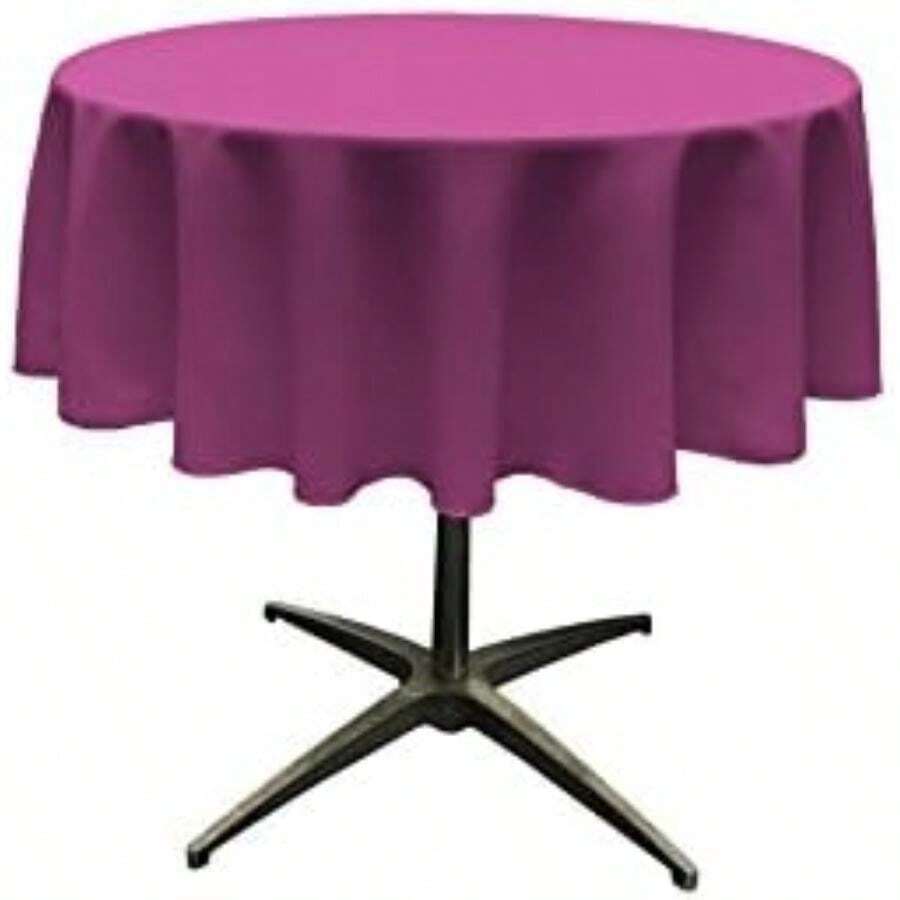 LA Lino poliéster Popelina Mantel Redondo, 129,54 cm,(129.5 cm (Redondo) Magenta) - Multicolor - Ver 1