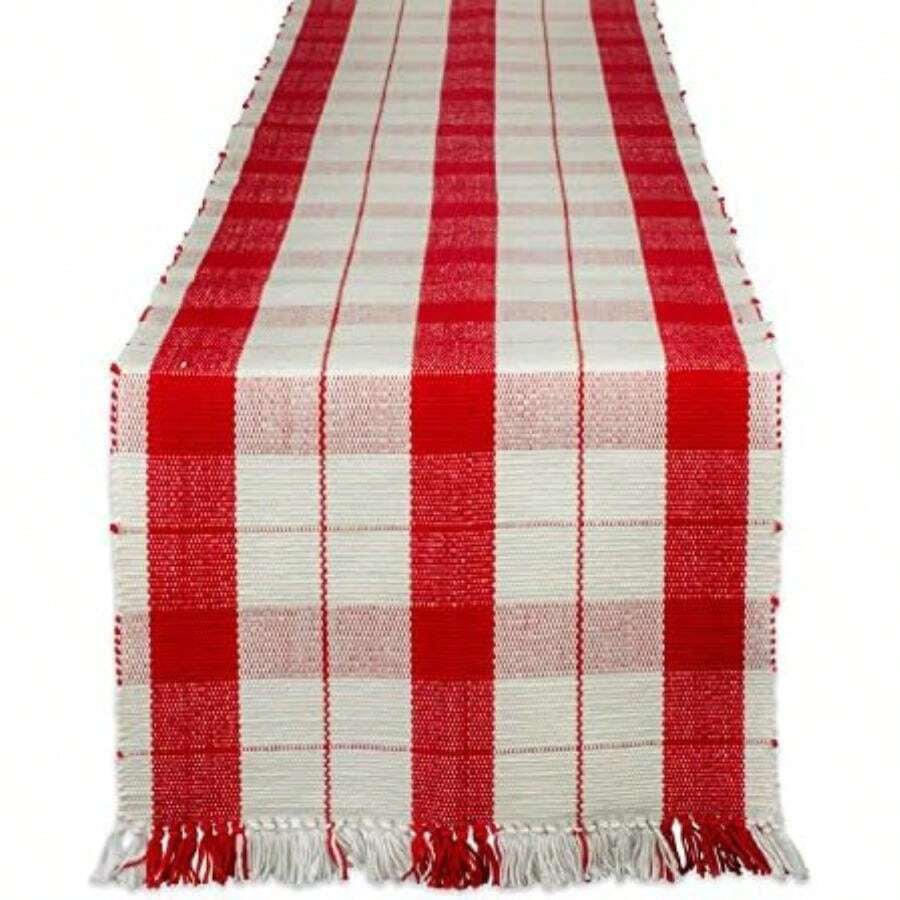 DII Holiday Collection, Mesa de Navidad a Cuadros, Mantel de 52 x 52 Pulgadas, fogata(Table Runner, 13x72") - Multicolor - Ver 1