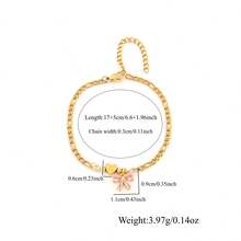 1件复古时尚心形字母水晶蝴蝶结不锈钢项链手链，女士 - 金黃色 - 查看 2