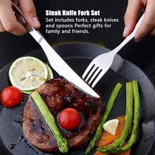 304 Stainless Steel Knives Forks Spoons Kit Cutlery Set for Home Kitchen Hotel Restaurant12Pcs/Set for 4 Person - Plateado - Ver 7