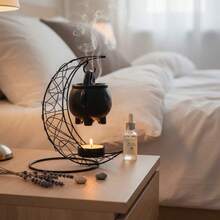 1pc Elegant Metal Hanging Incense Burner With Lid - Modern Craftsmanship, Ideal For Home Decor And Gifting, Also Suitable For Meditation, Yoga And Ramadan Decoration - Multicolor - View 2