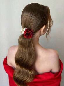 Shiny 3pcs Flower  Faux Pearl Design Hair Scrunchies, Korean Elegant Stretchy Hair Ties Women  Women, Boho Party/Event Valentine's Day Valentines Scrunchy Hair Ties Ponytail - Nhiều màu - Xem 3