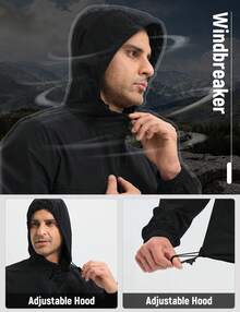 baleaf Men's Rain Jacket Water Resistant Hiking Windbreaker Packable Running Golf Gear Hood Raincoat Reflective - Đen 19-4007TPG - Xem 5