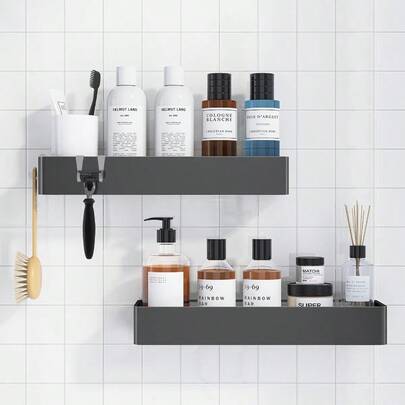 GSYY Shower Caddy - 2 Pack Adhesive Shower Organizer Rustof Metal Shelves No-Drill Bathro  And Sage Dark Grey XX-Large