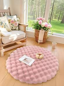 1件粉色泡泡绒地毯，简约少女风，甜美别致，客厅装饰地毯，适用于沙发、卧室、客厅、梳妆台、椅子，春季新品 - 彩色 - 查看 2