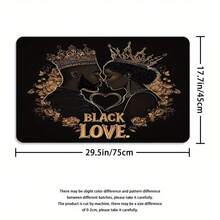 4pcs Black Love Shower Curtain Set, Golden Crown And Heart Print Bathroom Decoration, Bathroom Accessories Include Bath Mat, U-Shaped Mat, Toilet Seat Cover, 70, 87x 70, 87inch, Shower Curtain With 12 Hooks, "Love, Black", Best For Christmas, Bathroom Decorations, Christmas Decorations, Black Girls - 4 cái (71*71 inch) - Xem 8