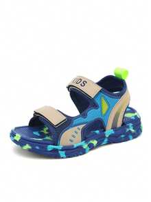 Kids Sandals, Boys Shoes Summer New Comfortable Lightweight Children Shoes Beach Shoes Open Toe Adjustable Hook And Loop Size, Easy To Wear Children Shoes Sandals - 寶藍色 - 查看 8