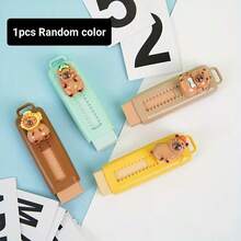 1/2 piezas Borrador de Capibara con sistema de empujar y tirar, suave, adecuado para útiles escolares, limpieza y libre de residuos, ideal para uso en oficina y estudiantes.