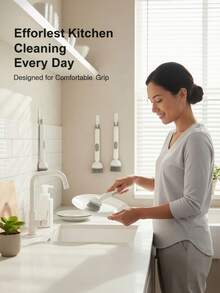 Long Handle Rotary Pot Brush With Liquid Dispenser, Kitchen Cleaning Tool. Liquid Dispenser Design For Convenient Liquid Discharge. Brush Head With Built-In Cleaning Liquid Storage Space, Press To Squeeze Out Cleaning Agent, Keeping Hands Clean. 360° Rotatable Brush Head Can Flexibly Fit The Inner Wall And Bottom Of Pots. Soft Fiber Bristles. Suitable For Daily Kitchen Cleaning: Applicable To Woks, Soup Pots, Frying Pans And Other Cookware. Can Also Be Used To Clean Tableware, Sinks And Other Kitchen Items. - Multicolor - View 12