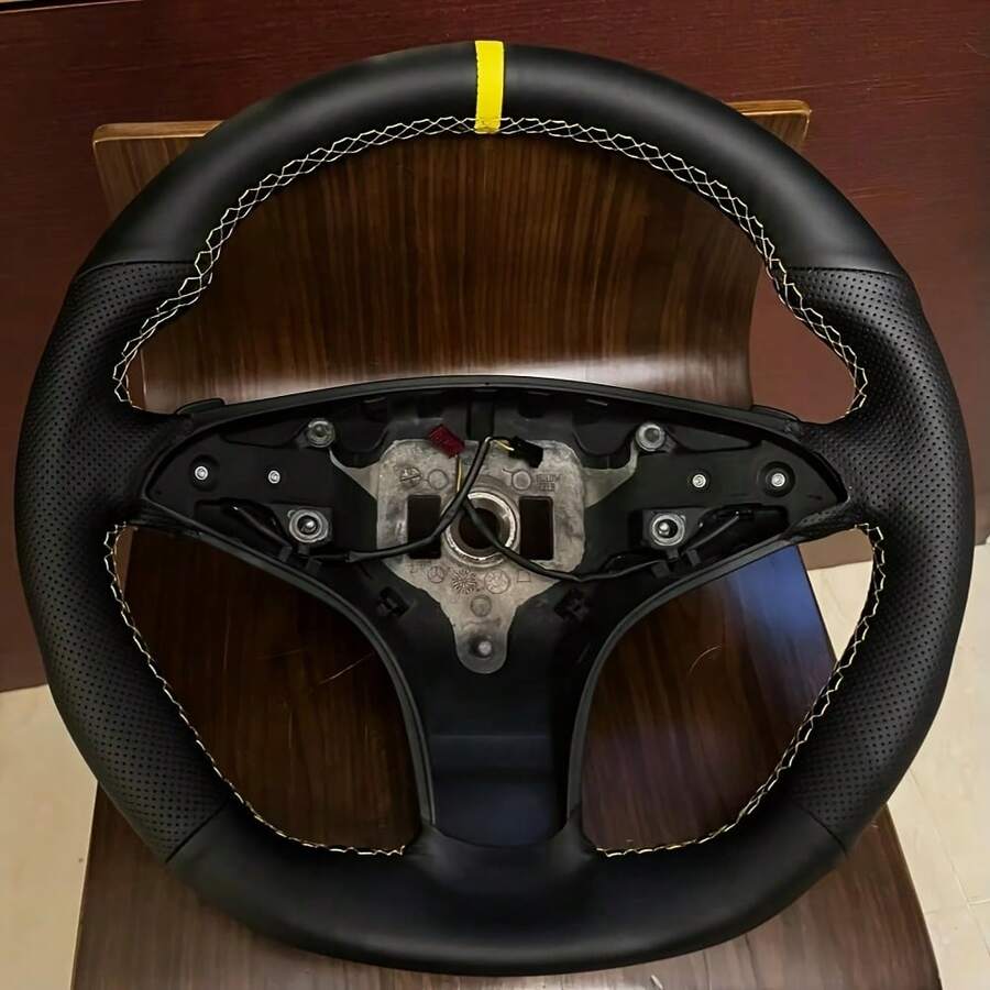 Handmade Ultrafine Fiber PU Leather Car Steering Wheel Cover Fit For Mercedes-Benz C63 SL65 SLK55 AMG R230 C219 W204 W212 2008-2015