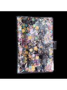 A5/A6 Budget Loose Leaf Binder Cover, 6-Ring Photo Album, Cute Glitter Planner Cover, Notebook Shell, Loose Leaf File Folder Organizer, Replaceable Loose Leaf Binder Cover, PVC Spiral Planner Cover With Glitter Sequins And Snap Button, Loose Leaf Notebook - Multicolor - View 16