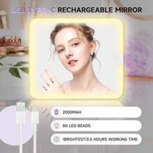 Makeup Bag With LED Mirror, Travel Makeup Train Case With Rechargeable Lighted Mirror & Adjustable Dividers, Portable Cosmetic Organizer Box With Makeup Brush Holder, Gifts For Women - 黑色 - 查看 8