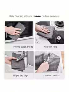 5pcs Magic Micro-Fiber Glass Cleaning Cloths, Clean Windows And Mirrors Without Streaks, 19*24cm - Grey - View 5