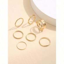 17KM 7pcs Minimalist Hollow Out Ring - Vàng - Xem 4