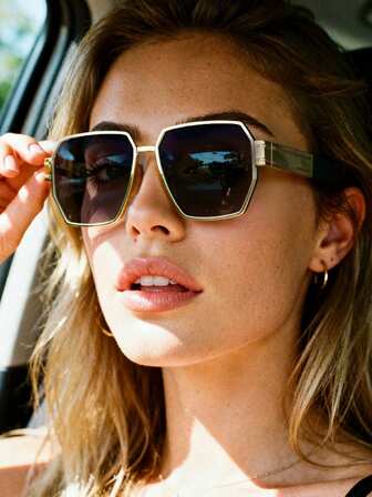 1 pieza Gafas de moda con marco grande y colorido de estilo europeo y americano, gafas de estilo elegante para mujeres