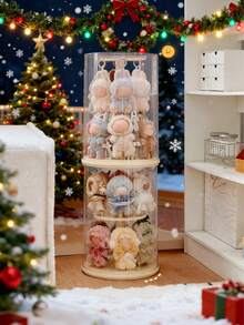 1PC Plush Dolls 360° Rotating Storage Box For La-Bubu , Acrylic Dustproof Collection Cabinet, Doll Pendant Cylindrical Rotating Display Stand, Perfect For The Monsters Plush Toys (Dolls Not Included), Plush Toy Rotating Display Case|Toy Storage Organizer,Toy Display Case,The Perfect Christmas Party Gift - Multicolor - View 4