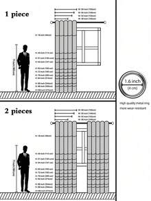 1 pezzo Tenda monocromatica in poliestere, tenda oscurante e termoisolante per cucina, sala da pranzo, soggiorno, camera da letto, adatta per Natale e vacanze