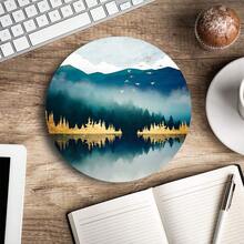 Pad, Round Person.Alized Computer  Pads With Abstract Mountain Design, Washable  Mat With Lycra Cloth, Gaming Office Home Non-Slip Rubber Base Pad,00AbstractMountain - 00抽象山 - 查看 5