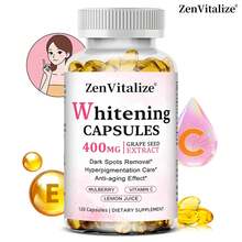 Collagen Peptide Whitening Capsules - Contains Vitamin C, Vitamin E, Grape Seed Extract To Support Whitening And Anti-Aging2025 - 60 viên - 1 chai - Xem 2