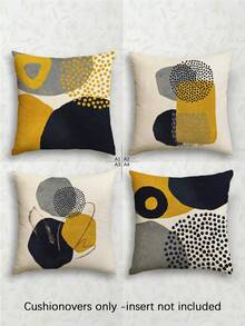 4件套波西米亚芥末黄和灰色抽象艺术抱枕套，18x18/16x16/20x20英寸，几何极简主义美学，中世纪现代装饰靠垫套，适用于沙发和家居装饰（不含枕芯） - 彩色 - 查看 14