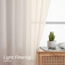 OWENIE Sheer Curtains 72 Inches Long 2 Panels Set, Light Filtering Sheer Curtain Rod Pocket Clear Drapes For Living Room Bedroom Window Sliding Door, Each 42 X 72 Inch, Cream,42inchWx72inchL(Packof2),Cream - Cream - View 4