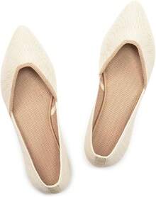 Womens Flat Shoes Classic Pointed Toe Flats Knitted Dress Shoes Soft Comfortable Dressy Flats Women - 討好 - 查看 11