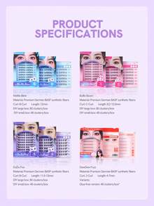 Mlen Diary 假睫毛簇，80片C型卷翘12mm单根假睫毛，DIY卡通风格可重复使用假睫毛，在家打造自然蓬松美睫 - C - 查看 7