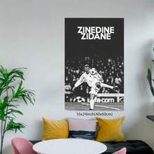 Framed 1pc Zinedine Zidane Soccer Legend Framed Canvas Print - Black And White Action Poster, Ready-To-Hang Framed Wall Art Decor For Living Room, Office, Sports Bar - Ideal Gift For Soccer Fans, Birthday, Wedding - Vintage Soccer Memorabilia, Home Decoration, Bold Typography, Durable Frame, Football Enthusiasts - Framed(有框架) - 查看 5