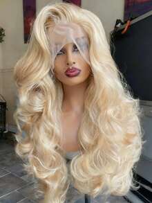 613 Blonde Lace Front Wigs For Women Body Wave Lace Front Wigs With Colorful Long Water Natural Wavy Skunk Stripe Glueless Wigs Soft Hair Heat Resistant Wavy Wig For Women Perfect For Daily Wear Parties Special Occasions - Tóc vàng - Xem 1
