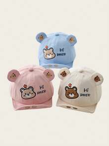 1pc Baby Hat, Cartoon Bear Design, Thin Brim Baseball Cap, Suitable For Outdoor, Fits 3-12 Months, Spring/Autumn - HIBAER Bear - View 12