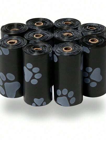 1 Pack (1/5/10 Rolls) Pet Cat Litter Bags, 15 Bags Per Roll, Solid Color Printed Pet Cat Litter Bags, Cleaning Cat Litter Bags, Portable Dog Walking Cat Litter Bags