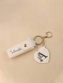 LICVIC Custom Alphabet Flowers And Name Lipstick Storage Bag,Personalized Keychain,Customized Bag Ornaments,Customizable Women's Key Chain Name,Wedding Gifts,Leather,Items That Can Be Placed,Valentine's Day,Decorations,Wedding Accessories,Travel Essentials,Back To School Supplies,Women,Mother,Men,Friends - Style a - View 9
