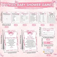 Baby Shower Games 407 Pcs Coquette Pink Bow  Shower Games 8 Games  Shower Word Scramble Word Search Predictions And Advice The Price Is Right How Big Is Mommy's Belly - Pink - View 3