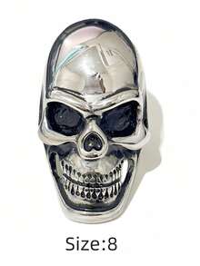 1pc Stainless Steel Skull, Eagle, Lion Head Punk Gothic Style Waterproof Fade-Resistant Ring, Suitable For Daily Wear, Music Festival, Theme Party - Silver - View 24
